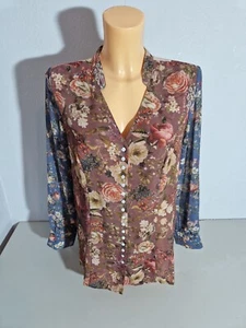 Damen  Bluse Tunika  Gr. M / L mehrfarbig  geblümt transparent  Langarm  WIE NEU - Picture 1 of 4