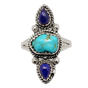 Southwest - Natural Sleeping Beauty Turquoise 925 Silver Ring s.5.5 ALLR-31570 - Picture 1 of 1