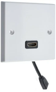 HDMI x 1 AV Audio Wall Face Plate - White Female to Female Flylead - Picture 1 of 3