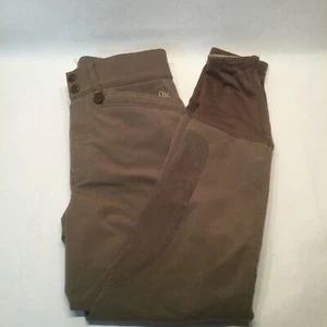 Ovation Khaki Riding Pants Breeches Knee Patch 2 Pocket Front Zip Hook Girls 16 - Picture 1 of 7
