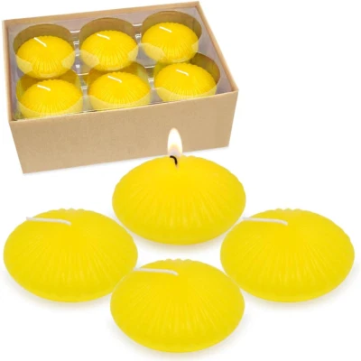 12 Pack 3 Inch Citronella Floating Candles for Summer, 10 Hour Yellow Dripless - Image 1 of 4