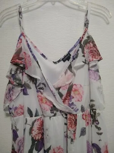 Torrid ~ Faux Wrap Tunic Dress Women Sz  2 - White  w Pink Purple Floral Print  - Picture 1 of 11