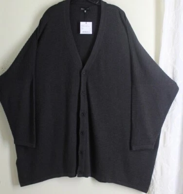 Nuevo con etiquetas Suéter Cárdigan Tejido Seda Fluida Muy Largo Eskandar O/S Gris Carbón 36"L Foto 1 de 4