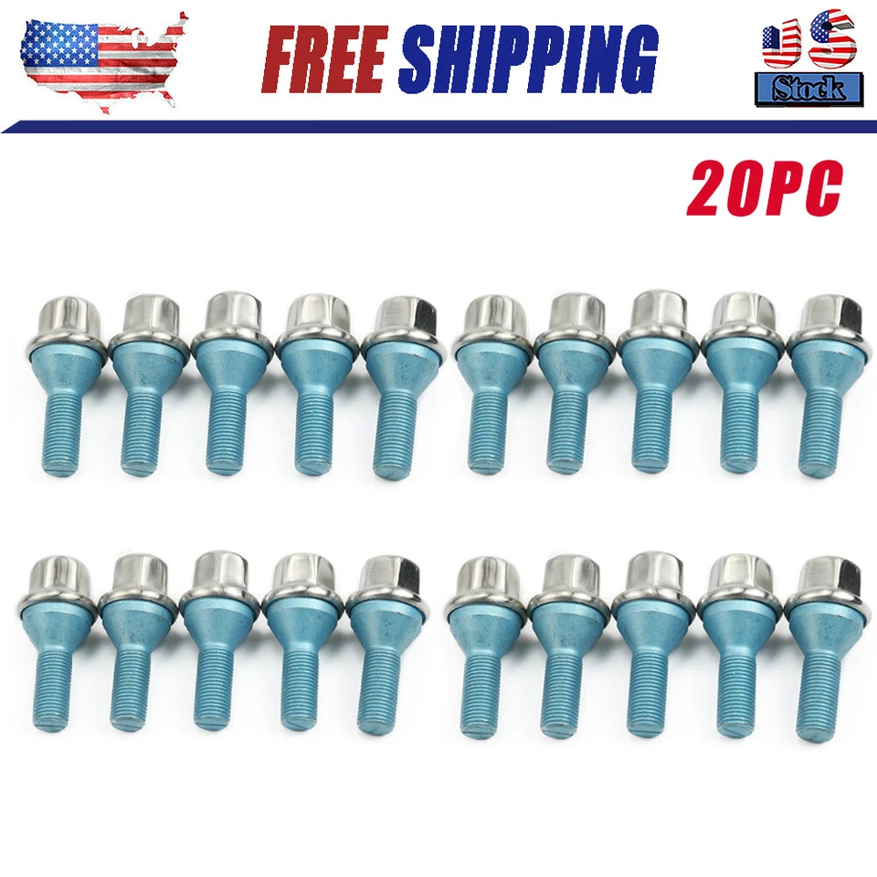 For 2012-20 Chrysler Dodge Jeep Hex Head Bolts For Aluminum Wheels x20 6511051AA - Image 1 of 4