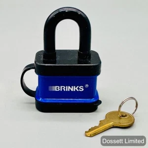 Brinks Blue Covered Steel 40 MM Weather Resistant Padlock Lock with Cover - Picture 1 of 5