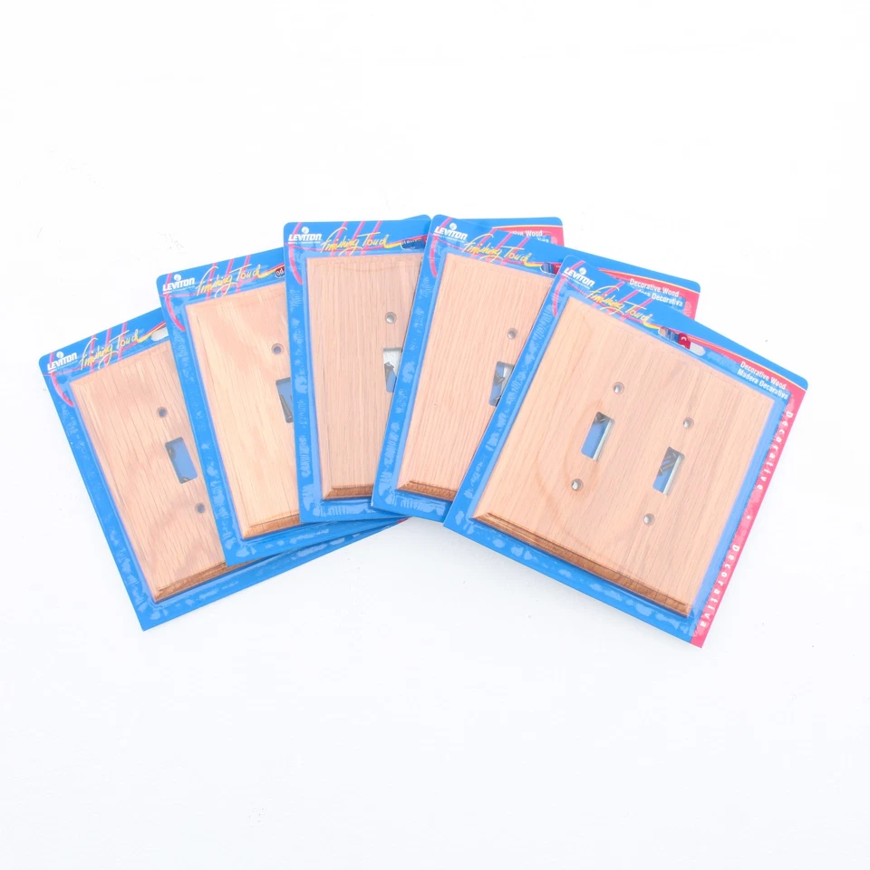5 Leviton OAK Finished 2G Toggle Switch Cover Wallplate Switchplates 89209-OAK - Image 1 of 4