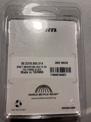 SRAM Flat Mount Disc Caliper Bracket Bolts 22mm T25-NIB - Image 1 of 2