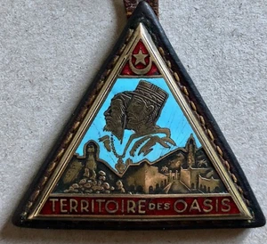Pucelle - insigne — Territoire des oasis — métal et émail - monté sur cuir. - Imagen 1 de 4