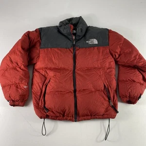 Vtg 90s The North Face Mens M Red 700 Goose Down Nuptse Puffer Jacket Coat Hood - Picture 1 of 15
