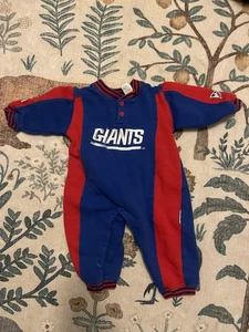 Vintage New York Giants Langarm Einteiler Druckknopf unten Outfit NFL 24 Monate - Bild 1 von 3