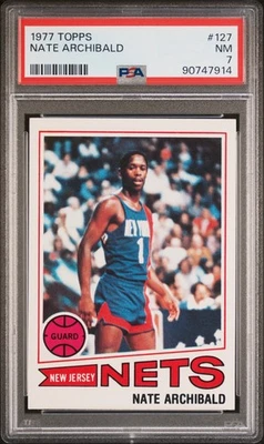 1977 Topps Nate Archibald #127 New Jersey Nets PSA 7 NM 90747914 - Image 1 of 2