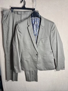 Ted Baker London 4 40S Slim Fit Solid Brown Cotton Stretch 35x31 2 Piece Suit - Picture 1 of 21