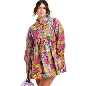 NWT Kika Vargas For Target Anemone Multicolor Floral Long Sleeve Mini Dress 2X - Picture 1 of 23