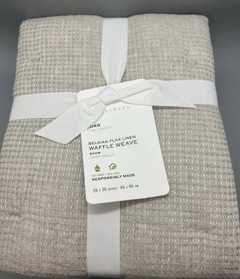 Nuevo con etiquetas Pottery Barn lino belga tejido gofre EURO farsa acolchada, color lino Foto 1 de 4