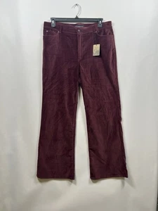 Peruvian Connection Boot Cut Velveteen Jeans Pants Burgundy Sz 14, 36x30 NEW - Picture 1 of 12