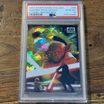Dueling With Dooku 2021 Topps Star Wars Galaxy ATOMIC 78/150 Refractor 86 PSA 10 - Image 1 of 2