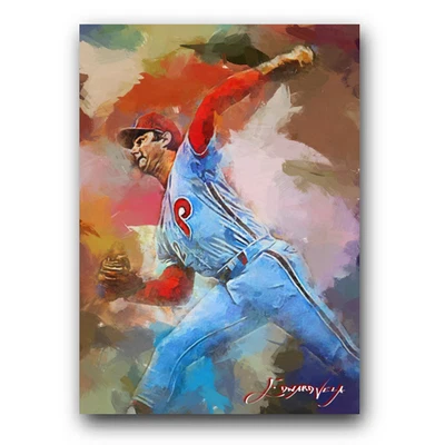 Tarjeta de arte limitada Steve Carlton #22 25/50 firmada por Vela (Filadelfia Phillies) Foto 1 de 2