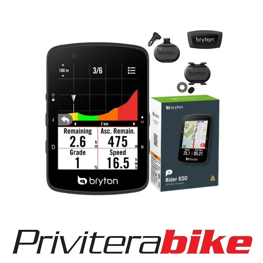 CICLOCOMPUTER GPS BRYTON RIDER 650T + KIT DUAL SENSOR + HRM - BR650T Foto 1 de 1