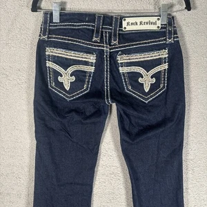 Rock Revival Jeans Sherry Bootcut Women’s Size 25 Fits 28x30 Dark Embellished - Picture 1 of 18