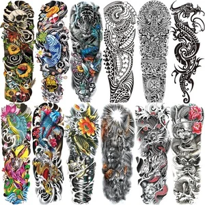 Temporary Sleeve Tattoo for Men and Women (L19“xW7”),Waterproof Realistic Fak... - Picture 1 of 8
