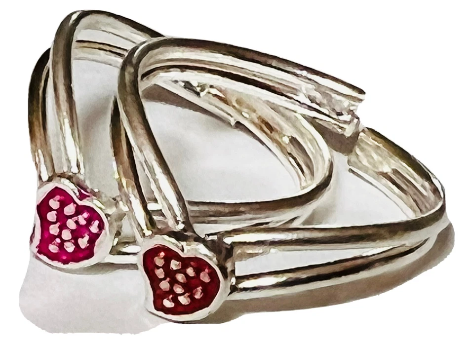 Par de anillos de dedo del pie de plata de ley 925 esmalte corazón rosa India Bichiya AJUSTABLE Foto 1 de 4