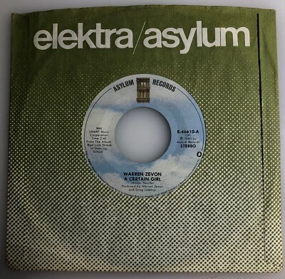 Warren Zevon / A Certain Girl & Empty-Handed Heart / 1980 Asylum 45rpm / NM - Image 1 of 4