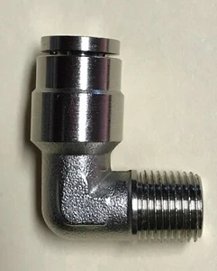 Rigid Male Elbow push connect fitting 1/4" tube x 1/8" NPT 90 degree NON swivel - Picture 1 of 5
