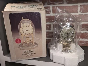 Bulova B8640 Quartz Anniversary Clock With Genuine Lead Crystal Base W ORIG BOX - Picture 1 of 14
