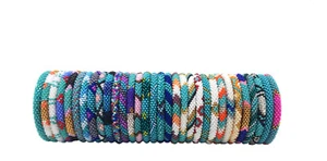 Crochet Glass Seed Bead Nepal Boho Bracelet - Wholesale Turquoise Scheme - Picture 1 of 1