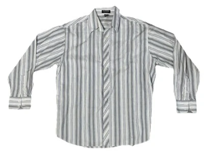 Camisa masculina vintage SouthPole listrada manga longa com botões anos 90 2XL XXL - Imagem 1 de 4