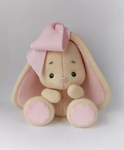 Fondant BUNNY Cake Topper. Handmade Cake Topper 4-5” tall, white bunny figurine - Picture 1 of 1