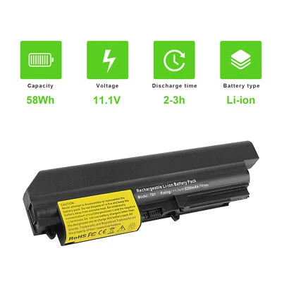 US Battery For Lenovo ThinkPad T400 2764 R400 7443 R61 7732 7733 7737 T61 Series - Image 1 of 4