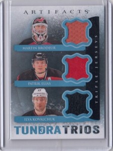 2013-14 Artifacts Tundra Trios Jerseys Blue Brodeur/Elias/Kovalchuk   *S6176