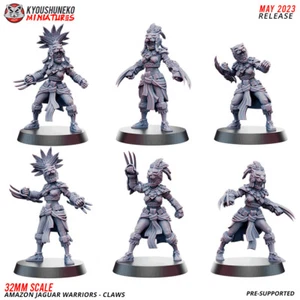 Amazon Jaguar Warriors Claws 6x Kyoushuneko Miniatures - Aztec Army Wargames - Picture 1 of 1