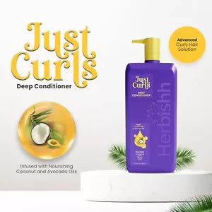 Just Curls Deep Conditioner for for Dry Damaged, Detangler, Wavy Hair - Picture 1 of 9