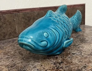 Figurine Koi Fish Gloss Finish Turquoise Urban Trends Coll Decorative Only - Picture 1 of 4