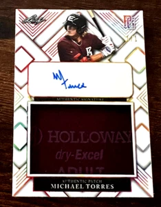 MICHAEL TORRES 2023 LEAF PG GAME WORN PATCH AUTOGRAPH # 1/1 MIAMI HURRICANES - Picture 1 of 3