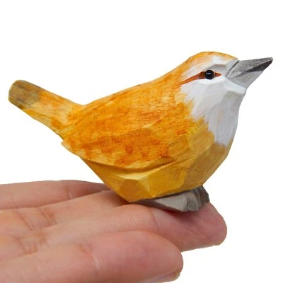 Carolina Wren Pájaro Estatuilla Escultura Mini Madera Arte Estatua Decoración Talla Adorno Foto 1 de 4