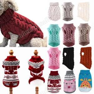 Puppy Pet Dog Cat Warm Knitted Vest Clothes T Shirt Sweater Winter Coat Apparel□ - Picture 1 of 120