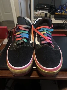 VANS Stacked Old Skool Platform Sneaker Rainbow Glitter sz 11.5 Shoe - Picture 1 of 8
