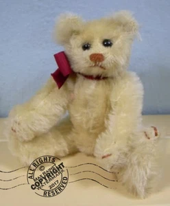 Artist Teddy ROOSEVELT BEAR Co cream mohair 6" miniature Cathy Peterson handmade - Bild 1 von 12
