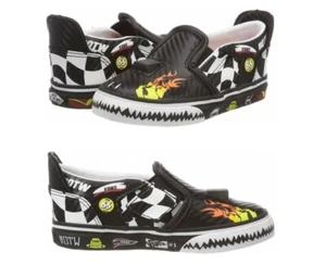 Zapatos sin cordones Vans Asher V Vansracer negros/escarlata para niños pequeños talla UK3 - Imagen 1 de 1