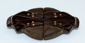 ANTIQUE 10s-20s DECO ARTS & CRAFTS BAKELITE 2 PC CLOAK BELT BUCKLE 3" - Picture 1 of 4