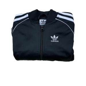 Adidas Kids Full Zip Track Jacket Size 4 Black Three Stripe Great Condition - Picture 1 of 12