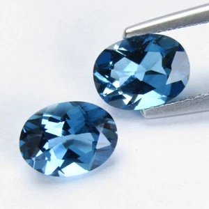 Par de colección de topacio azul Londres natural glorioso 3,19 quilates 8x6 mm forma ovalada - Imagen 1 de 3