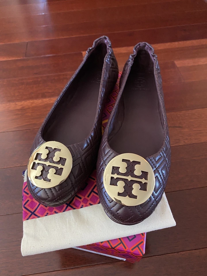 Authentic Tory Burch Color Is Port Quilted Minnie Travel Ballet Flat Sz 7