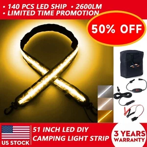 Tira de luz LED suave para camping 51 pulgadas - blanco y ámbar - 2600LM-IP67 impermeable - Imagen 1 de 6