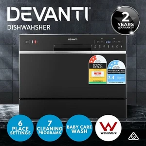 Devanti Benchtop Dishwasher 6 Place Setting Mini Freestanding Kitchen Countertop - Picture 1 of 8