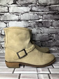Blackstone DL04 Rock Tan Suede Braided Strap Ankle Boots Women’s Sz 38EU/7.5M US - Picture 1 of 17