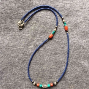 Collar de 1 línea con cuentas azules - joyería de moda nepalí hecha a mano NL-161 - Imagen 1 de 1